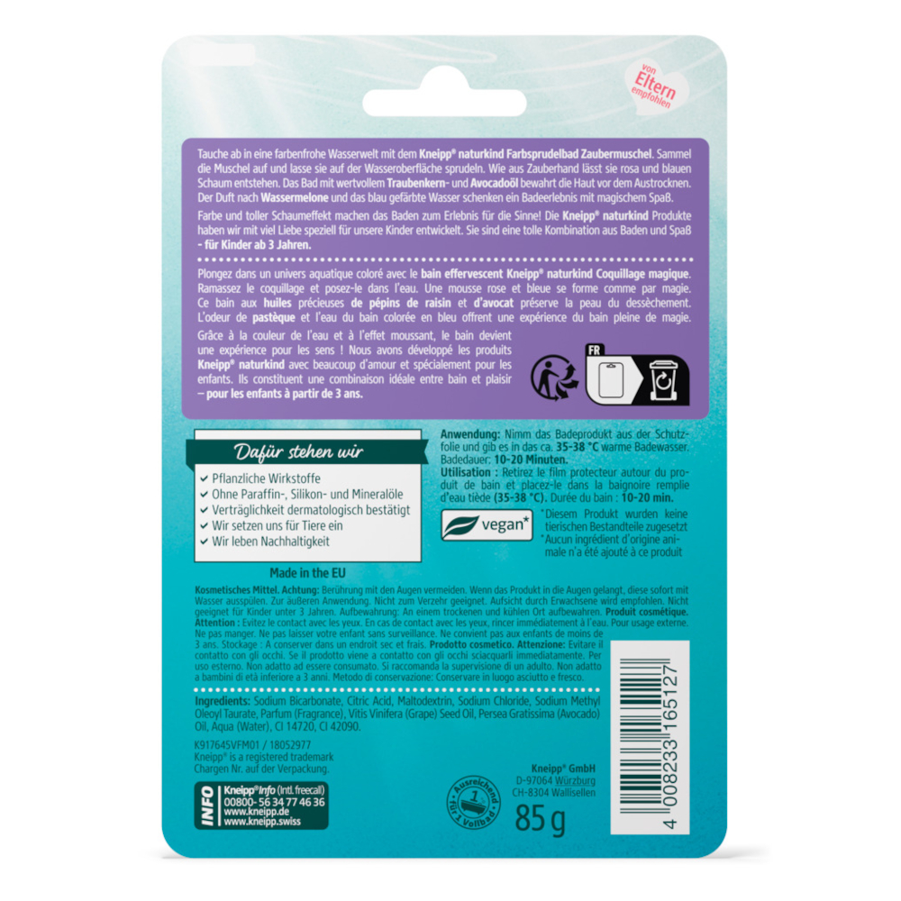 Kneipp naturkind ZAUBERMUSCHEL FARBSPRUDELBAD 85 g Salz