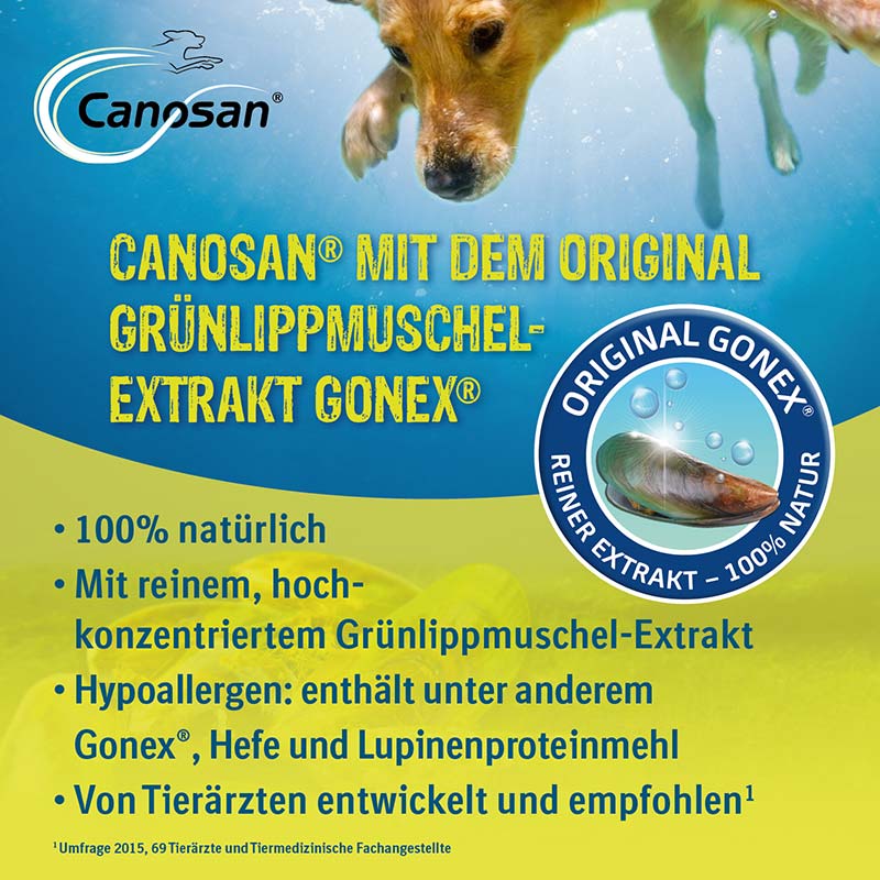 Canosan - Zur Unterstützung der Gelenke & des Bindegewebes für Hunde mit Grünlippmuschel-Extrakt Gonex 30 St Kautabletten