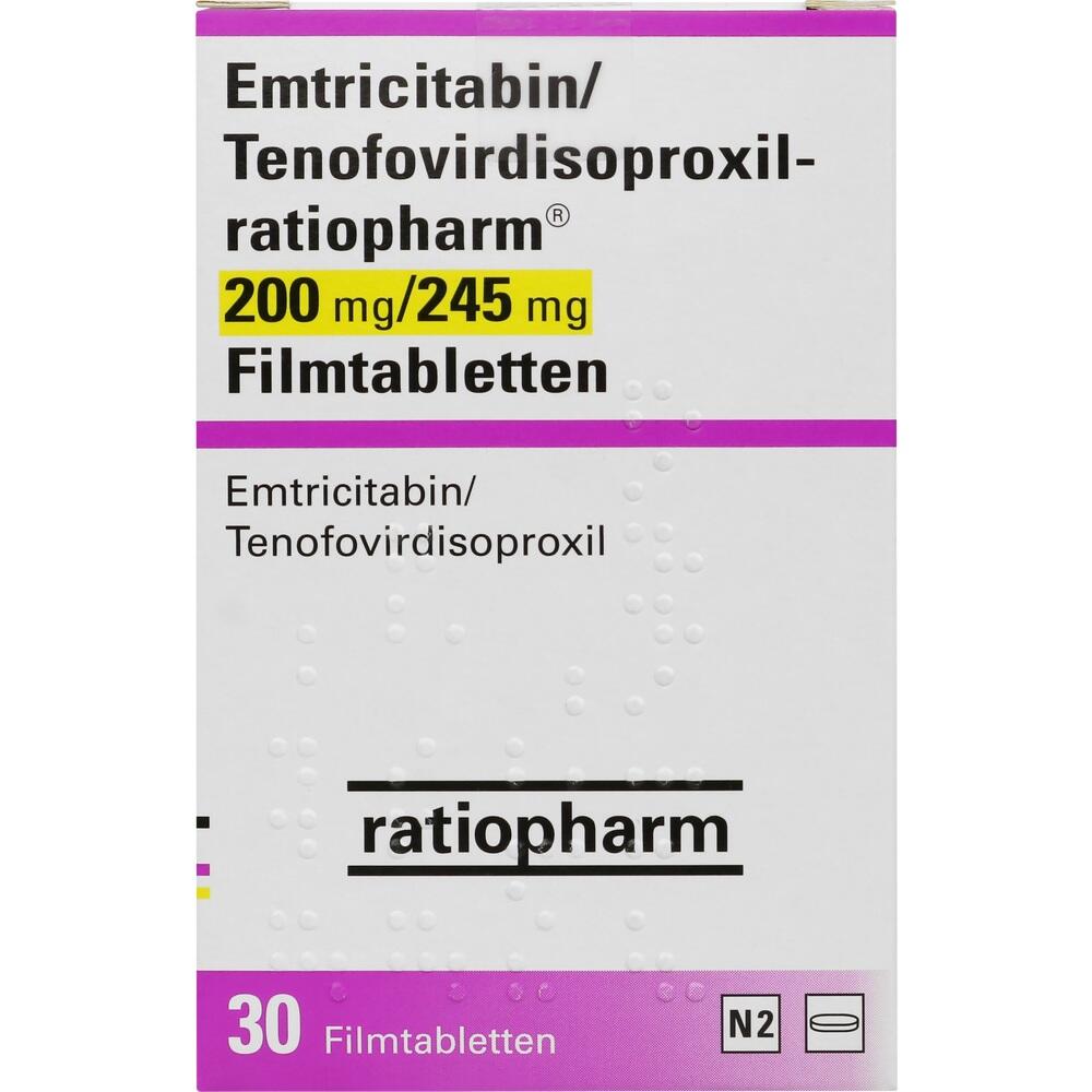 EMTRICITABIN/Tenofovirdisoproxil ratio 200/245 mg 30 St Filmtabletten