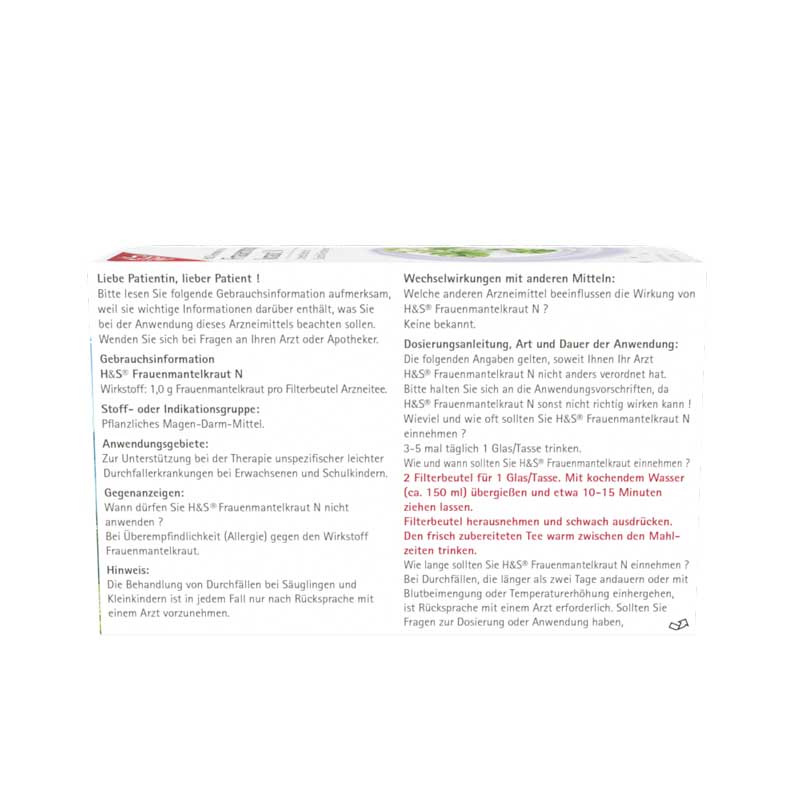 H&S Arzneitee Frauenmantelkraut N 20X1.0 g Filterbeutel