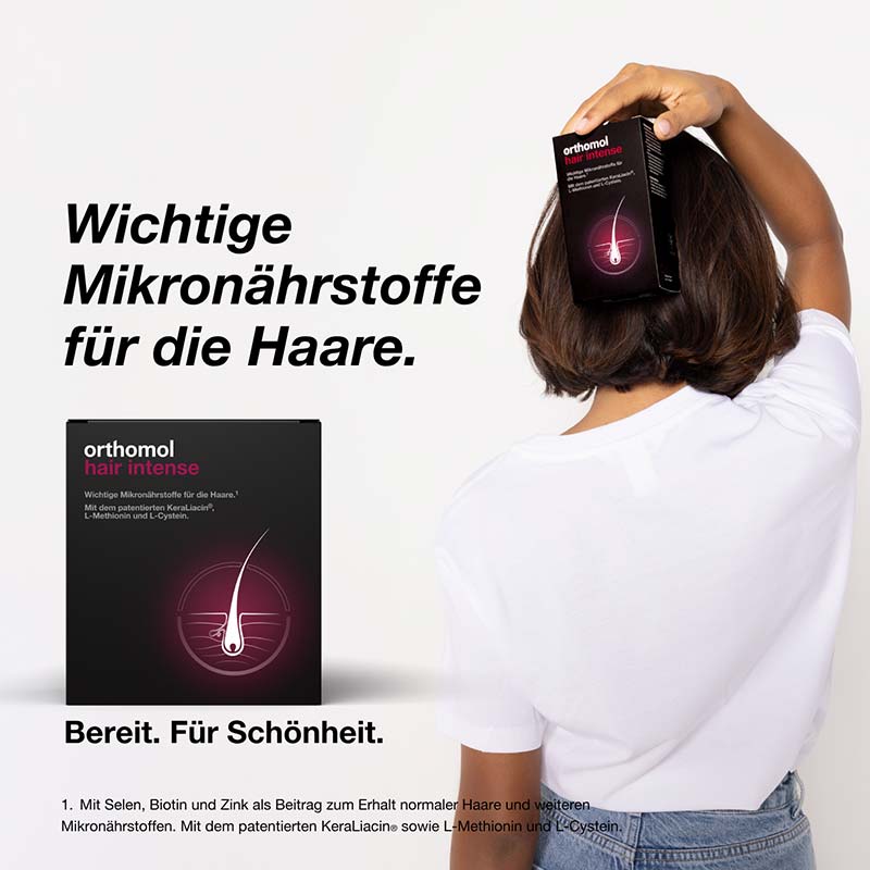 orthomol hair intense - Mikronährstoffe mit Biotin, Kupfer, Zink und dem patentierten KeraLiacin - Kapseln