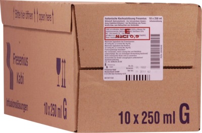 Kochsalzlösung 0,9% Glasflaschen Fresenius 10X250 ml Infusionslösung