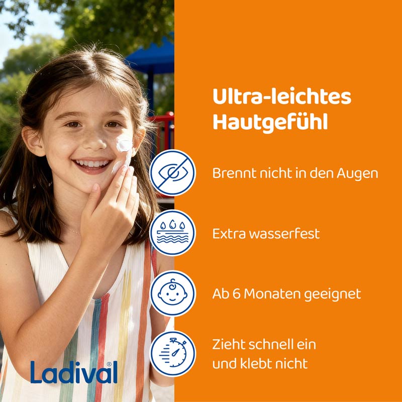 Ladival Empfindliche Kinderhaut Sonnenschutz-Creme Gesicht für Kids LSF 50+ 50 ml Creme