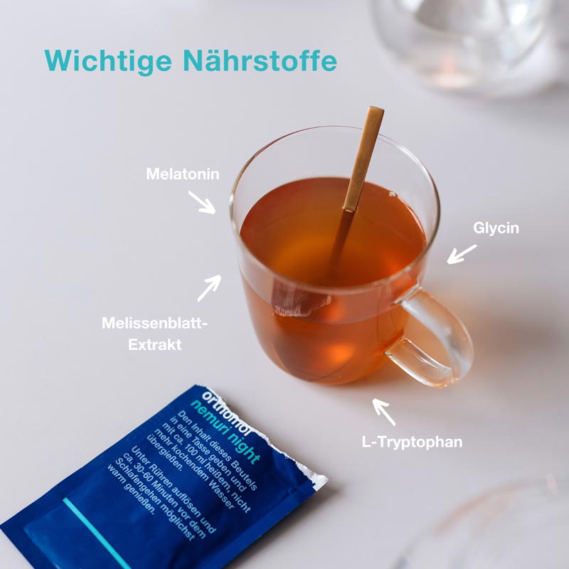 orthomol nemuri night - Heißgetränk mit Melatonin und Hopfen-Extrakt - Granulat