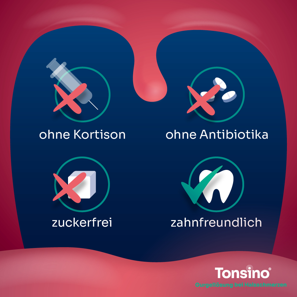 Tonsino Gurgellösung bei Halsschmerzen 240 ml Lösung