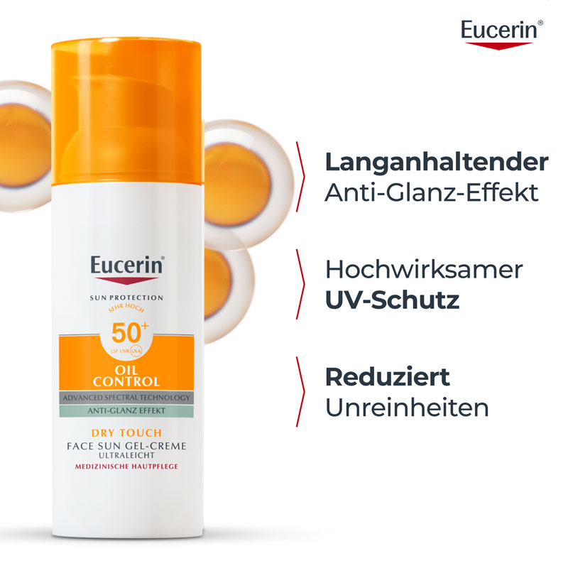 Eucerin SUN OIL CONTROL DRY TOUCH FACE SUN GEL-CREME LSF 50+  - Jetzt 20% sparen  50 ml Creme