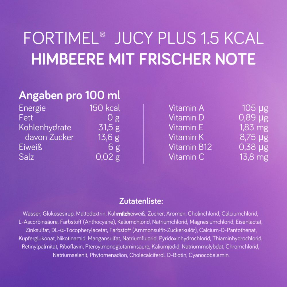 Fortimel Jucy Plus Himbeer-Geschmack 32X200 ml Flüssigkeit