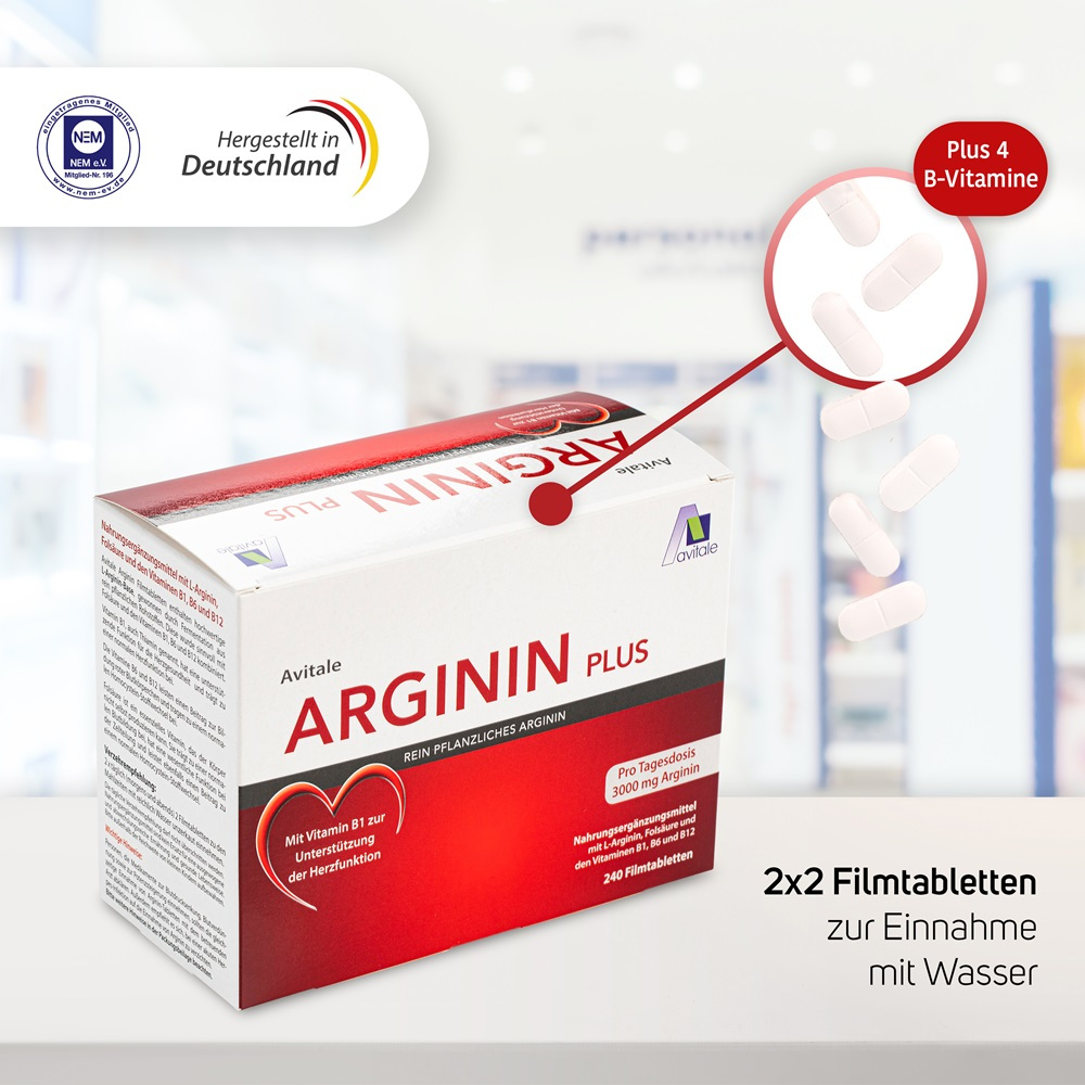 Avitale ARGININ PLUS Vitamin B1+B6+B12+Folsäure  120 St Filmtabletten