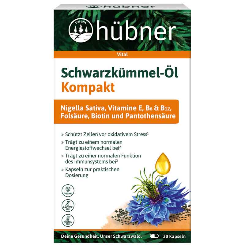 hübner Schwarzkümmel-Öl Kompakt 30 St Kapseln