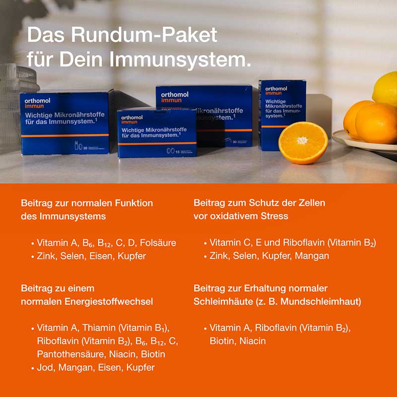 orthomol mmun - Mikronährstoffe mit Vitamin C, Vitamin D und Zink - Tabletten/Kapseln