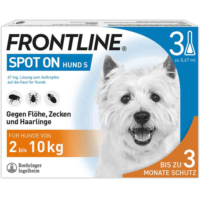 FRONTLINE SPOT-ON gegen Zecken, Flöhe und Haarlinge für Hunde S (2-10 kg)  3 St Lösung