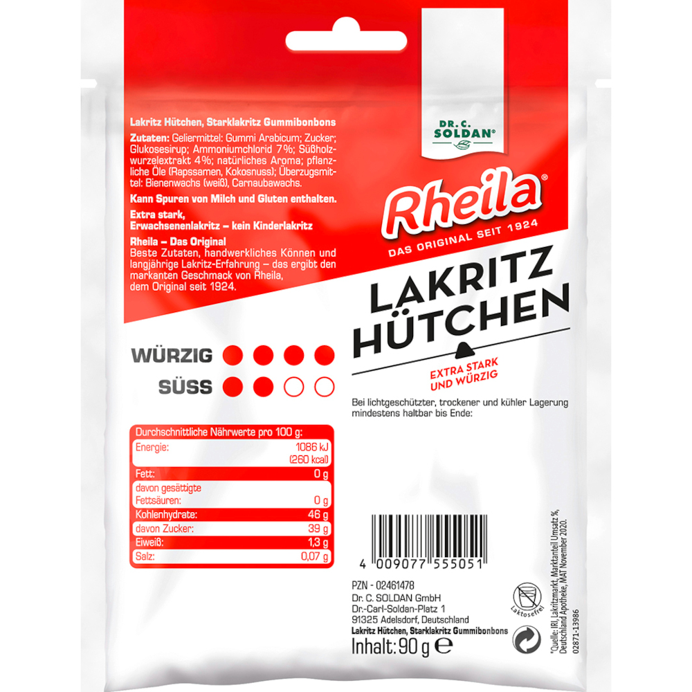 RHEILA Lakritz Hütchen Gummidrops mit Zucker 90 g Bonbons