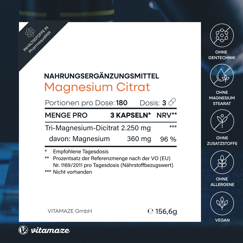 vitamaze MAGNESIUMCITRAT 360mg  180 St Kapseln
