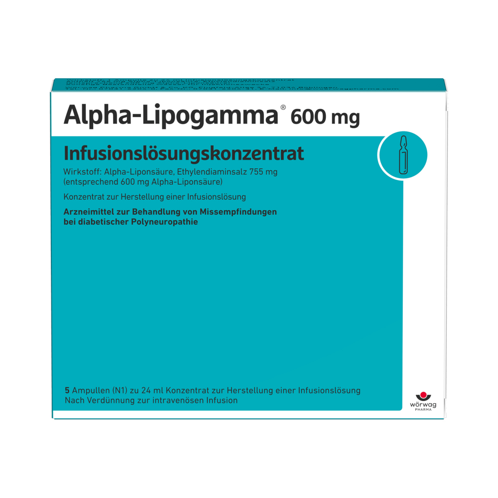 Alpha-Lipogamma 600mg Infusionslösungskonzentrat 5X24 ml Infusionslösungskonzentrat