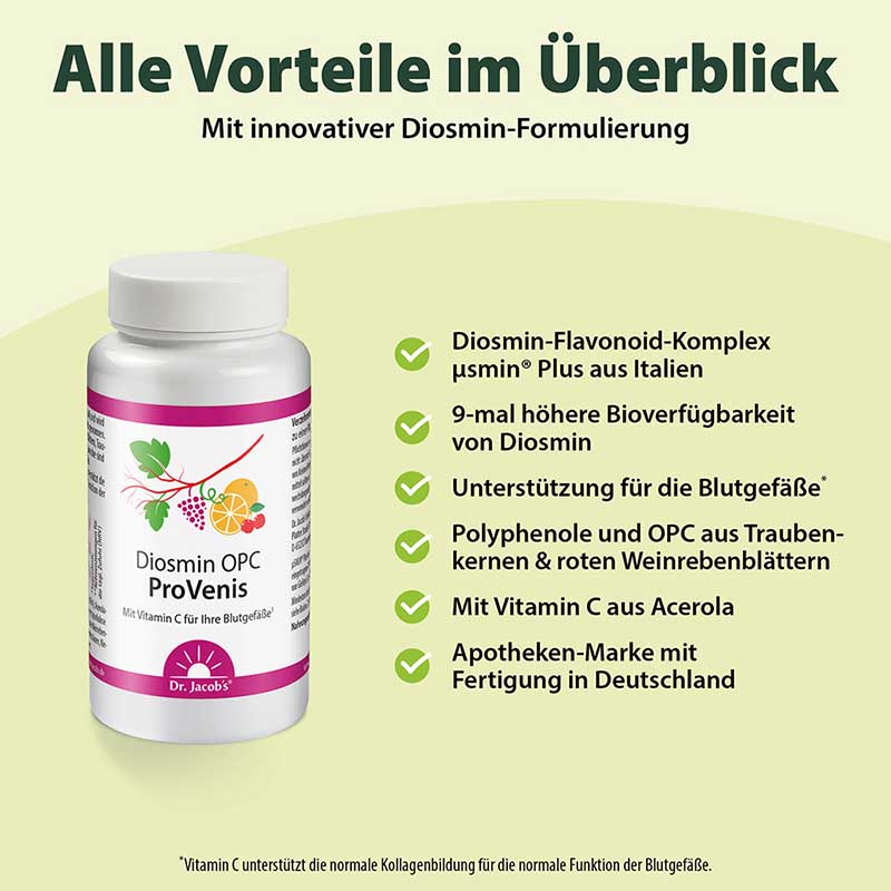 Dr. Jacob's Diosmin OPC ProVenis Polyphenole Weinreben vegan