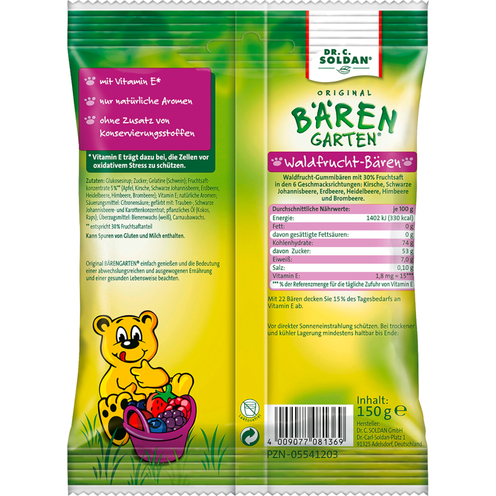ORIGINAL BÄRENGARTEN Waldfrucht-Bären mit Antioxidantien 150 g Bonbons