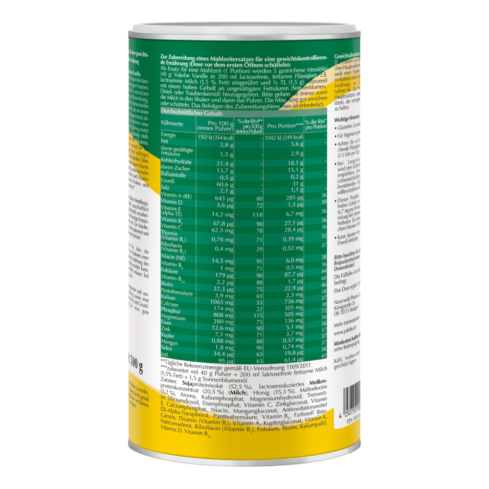 yokebe Vanille laktosefrei 500 g Pulver