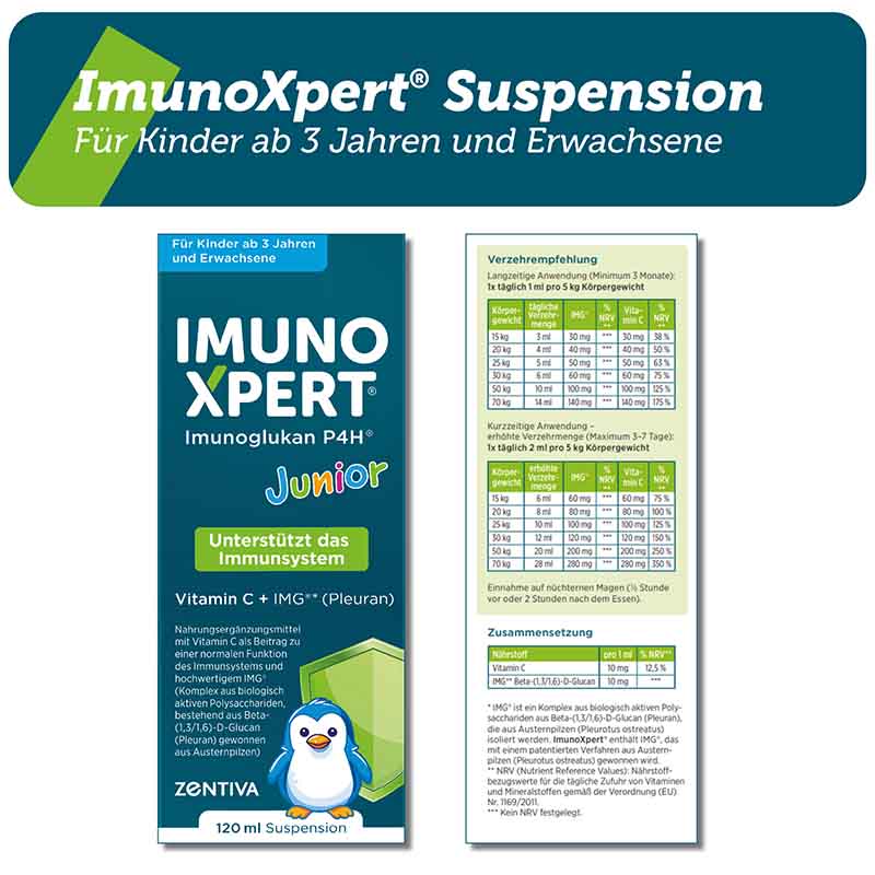 IMUNO XPERT Junior Imunoglukan P4H Vitamin C + IMG 250 ml Suspension