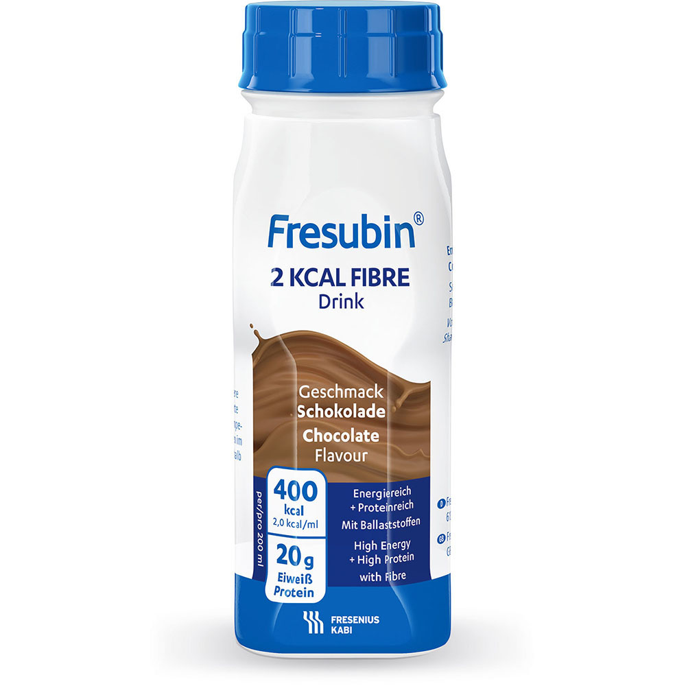 Fresubin 2 kcal Fibre Trinknahrung Schokolade 4X200 ml Lösung