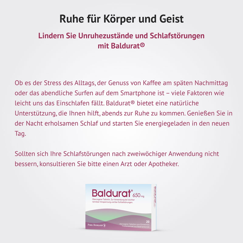 Baldurat bei Schlafstörungen 20er 20 St Filmtabletten