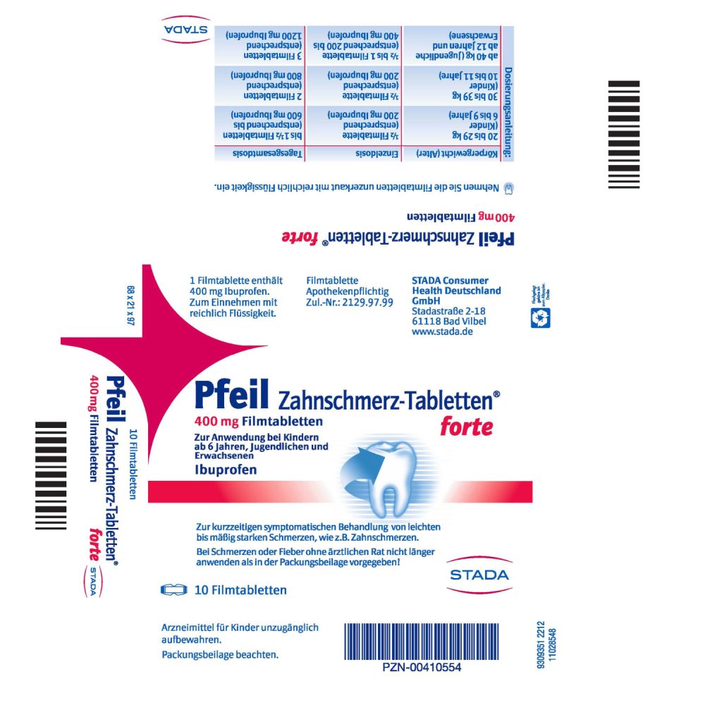 Pfeil Zahnschmerz-Tabletten forte 400mg 10 St Filmtabletten