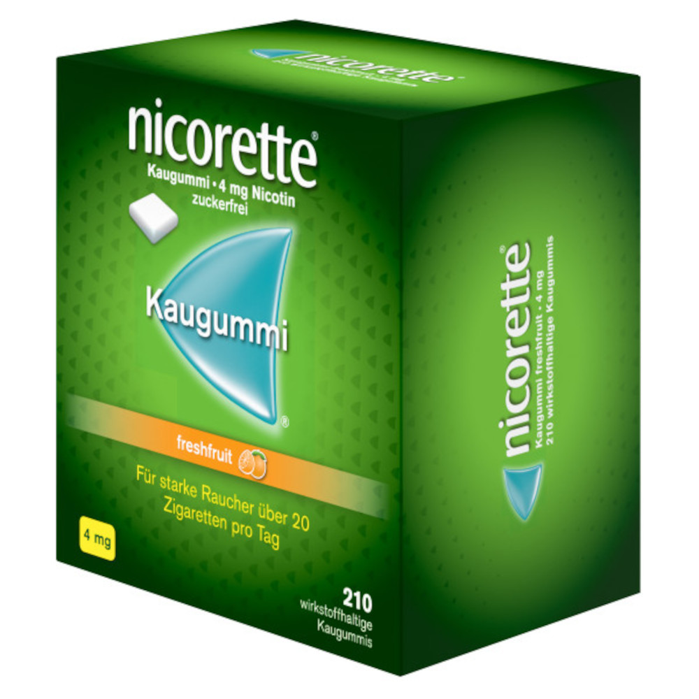 nicorette 4 mg Nikotinkaugummi freshfruit zur Raucherentwöhnung 210 St Kaugummi