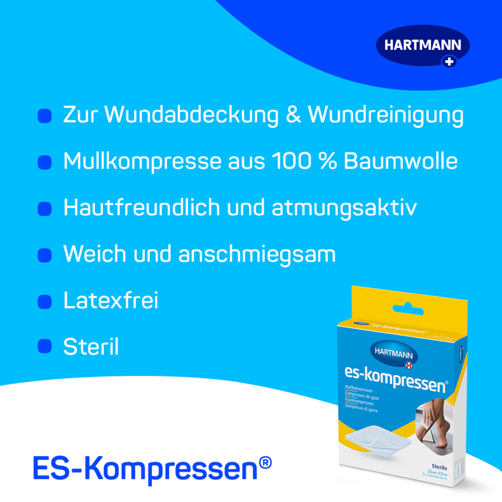 es-kompressen Sterile 7,5 cm x 7,5 cm 5X2 St Kompressen