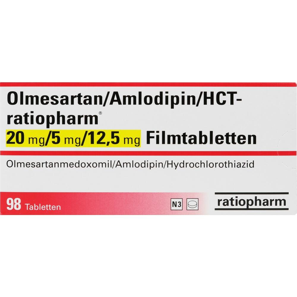 Olmesartan/Amlodipin/HCT ratiopharm 20 mg/5 mg/12,5 mg 98 St Filmtabletten