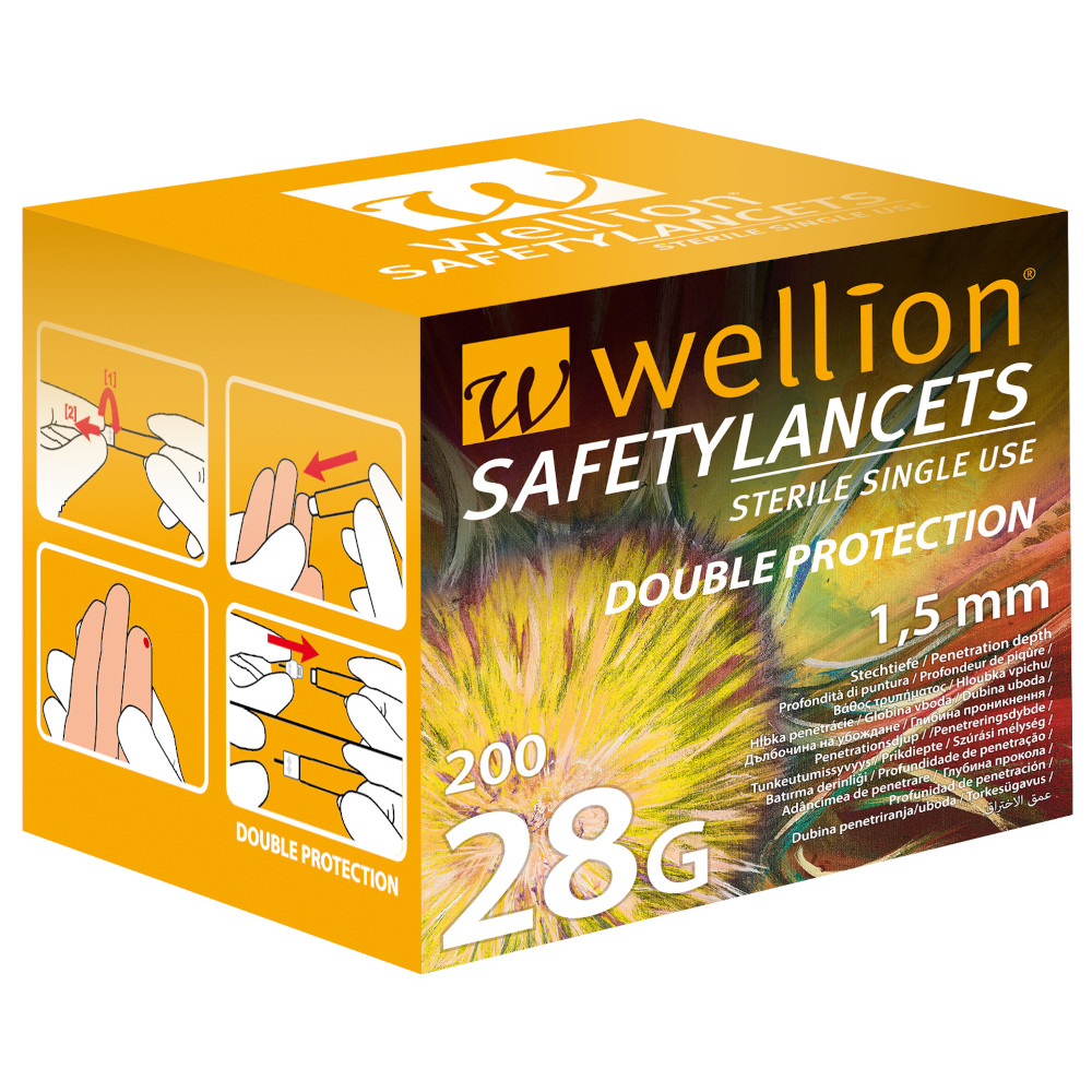 Wellion Safetylancets 28 G Sicherheitseinmallanz.  100 St Lanzetten