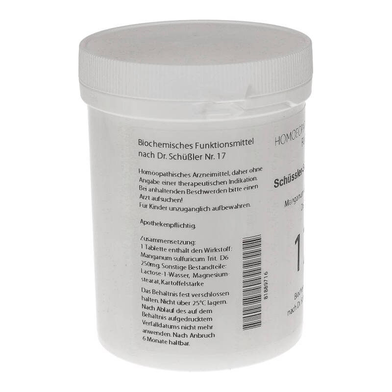 HOMOEOPATHIEFUCHS Schüssler-Salz Nummer 17 Maganum sulfuricum D6 Biochemie 1000 St Tabletten