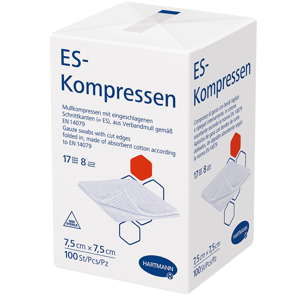 ES-KOMPRESSEN unsteril 7,5x7,5 cm 8fach 100 St Kompressen