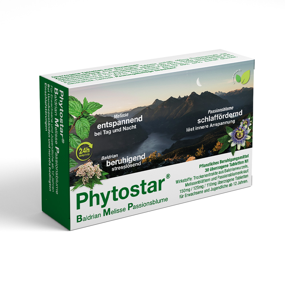 Phytostar Baldrian Melisse Passionsblume 150/125/110mg 30 St Überzogene Tabletten