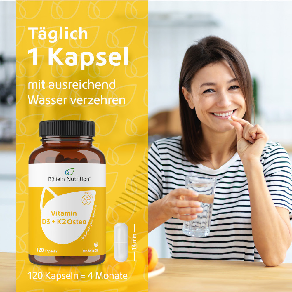R(h)ein Nutrition Vitamin D3 + K2 Osteo 120 St Kapseln