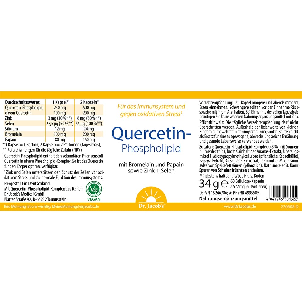 Dr. Jacob's Quercetin-Phospholipid Papain Bromelain Zink