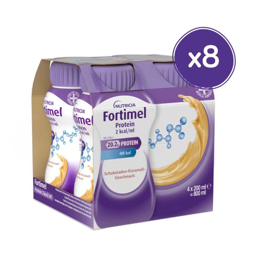 Fortimel Protein 2 kcal/ml Schokoladen-Karamell-Geschmack 32X200 ml Flüssigkeit