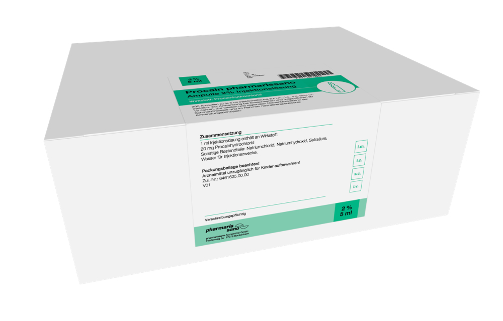Procain pharmarissano Ampulle 2% 5ml 200X5 ml Injektionslösung