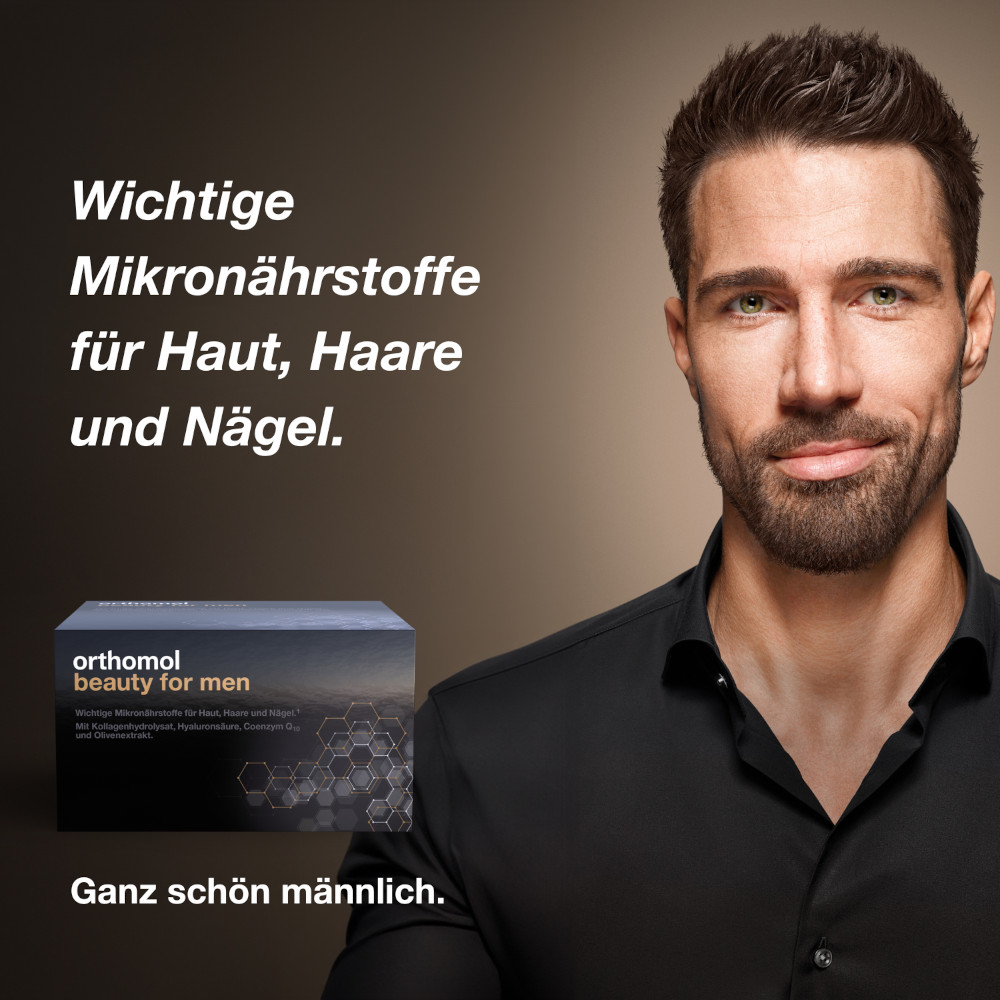 orthomol beauty for men - mit Hyaluronsäure, Kollagen und Coenzym Q10 - Trinkampullen