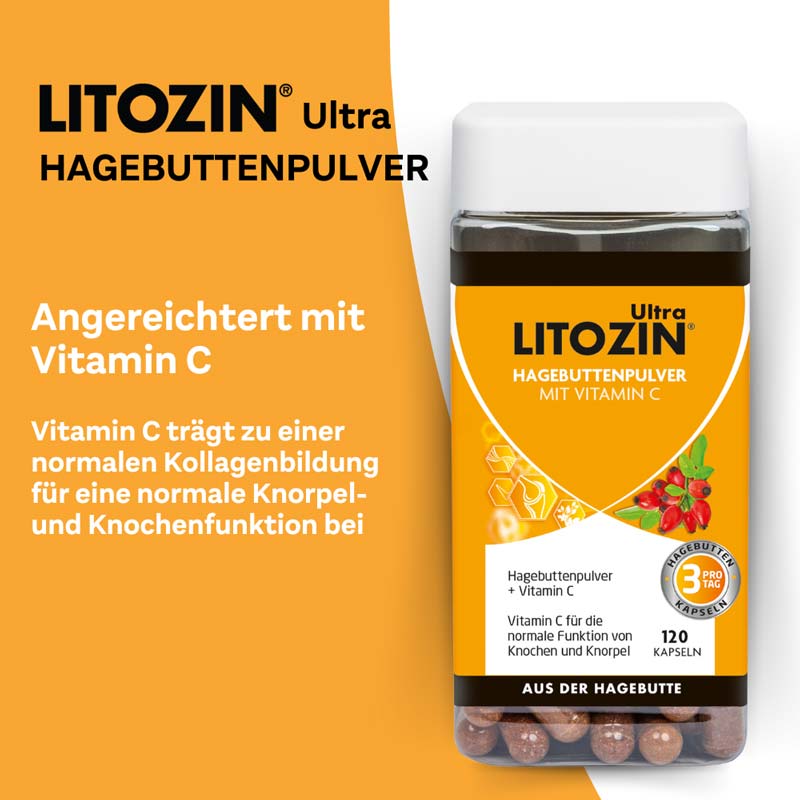 LITOZIN Ultra HAGEBUTTENPULVER MIT VITAMIN C  120 St Kapseln