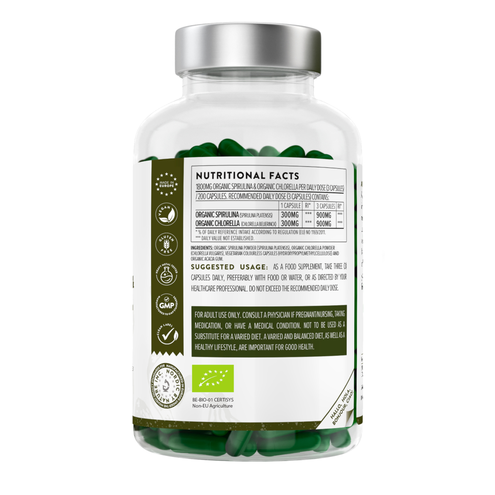 AAVALABS Organic Spirulina & Chlorella 200 St Kapseln