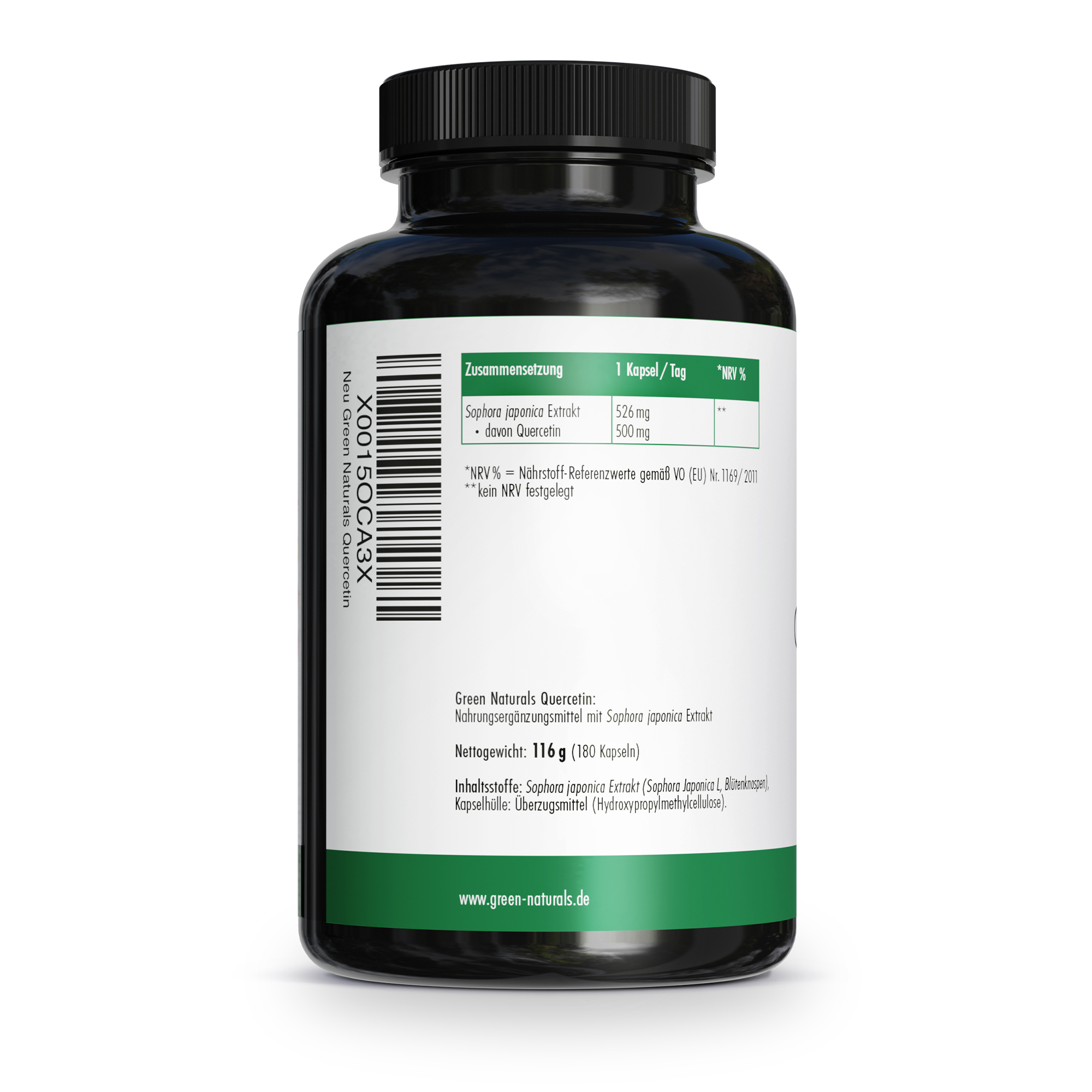 GREEN NATURALS Quercetin 500 mg hochdosiert vegan 180 St Kapseln