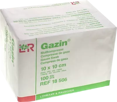 Gazin Mullkompresse 10x10 cm unsteril 8fach Op 100 St Kompressen
