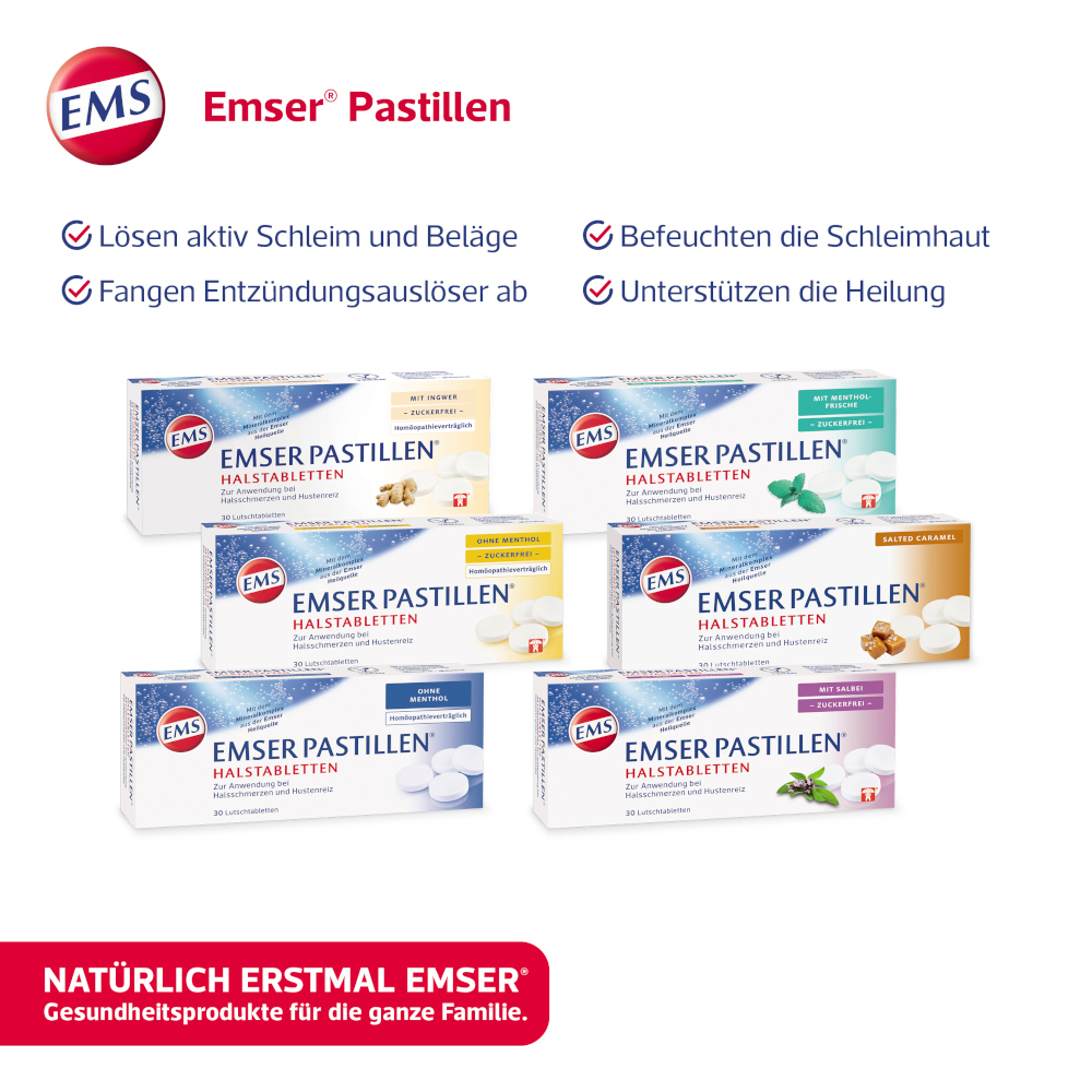 EMSER HALSPASTILLEN MIT INGWER ZUCKERFREI 30 St Lutschtabletten