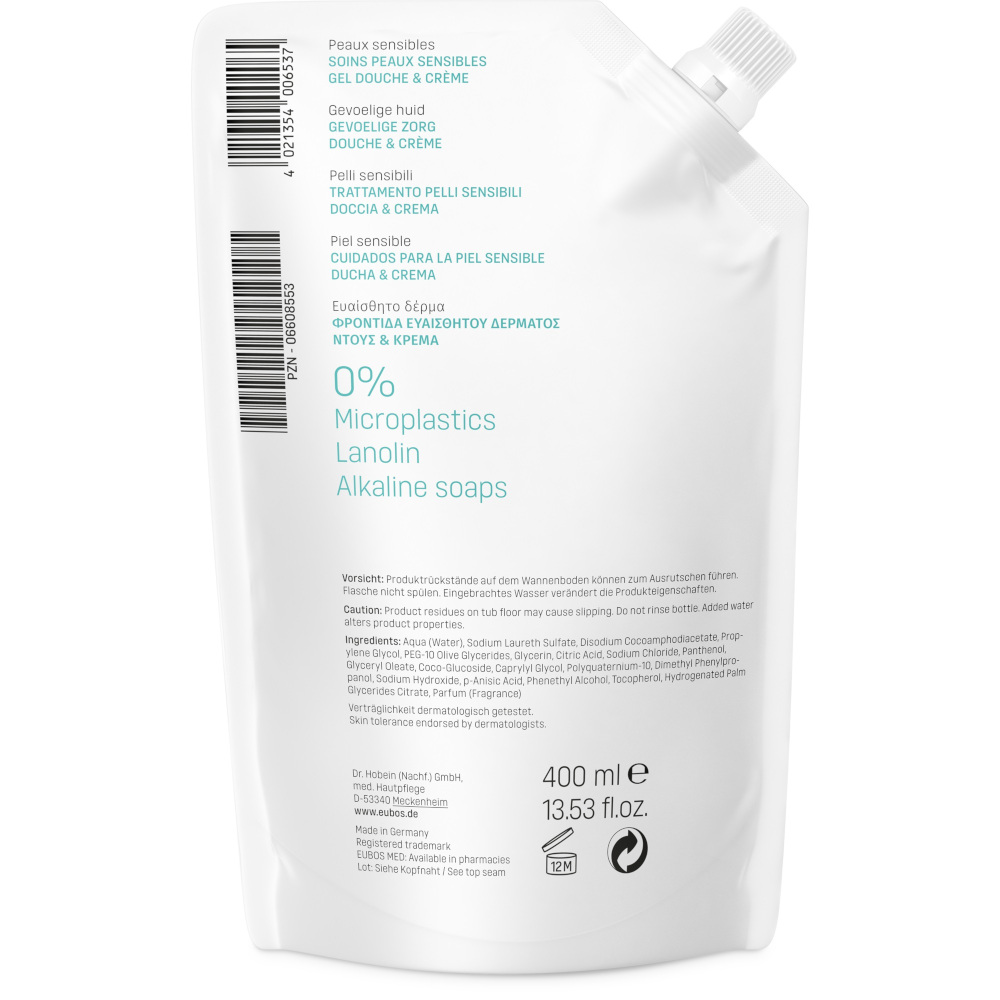 EUBOS SENSITIVE PFLEGE Dusch & Creme Nachfüllbeutel 400 ml Emulsion