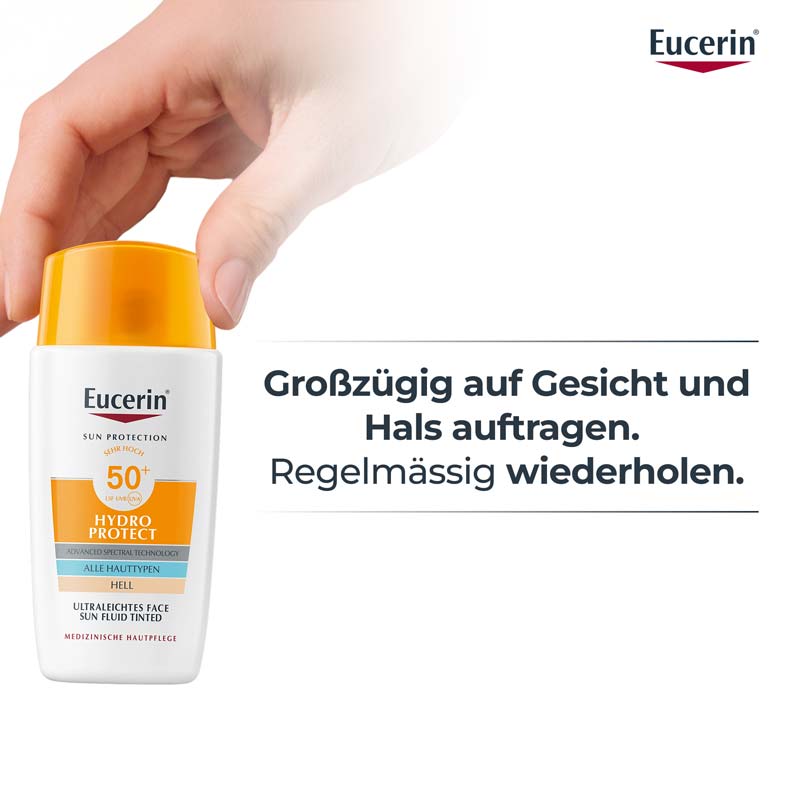 Eucerin SUN HYDRO PROTECT HELL ULTRALEICHTES FACE SUN FLUID TINTED LSF 50+  50 ml Creme
