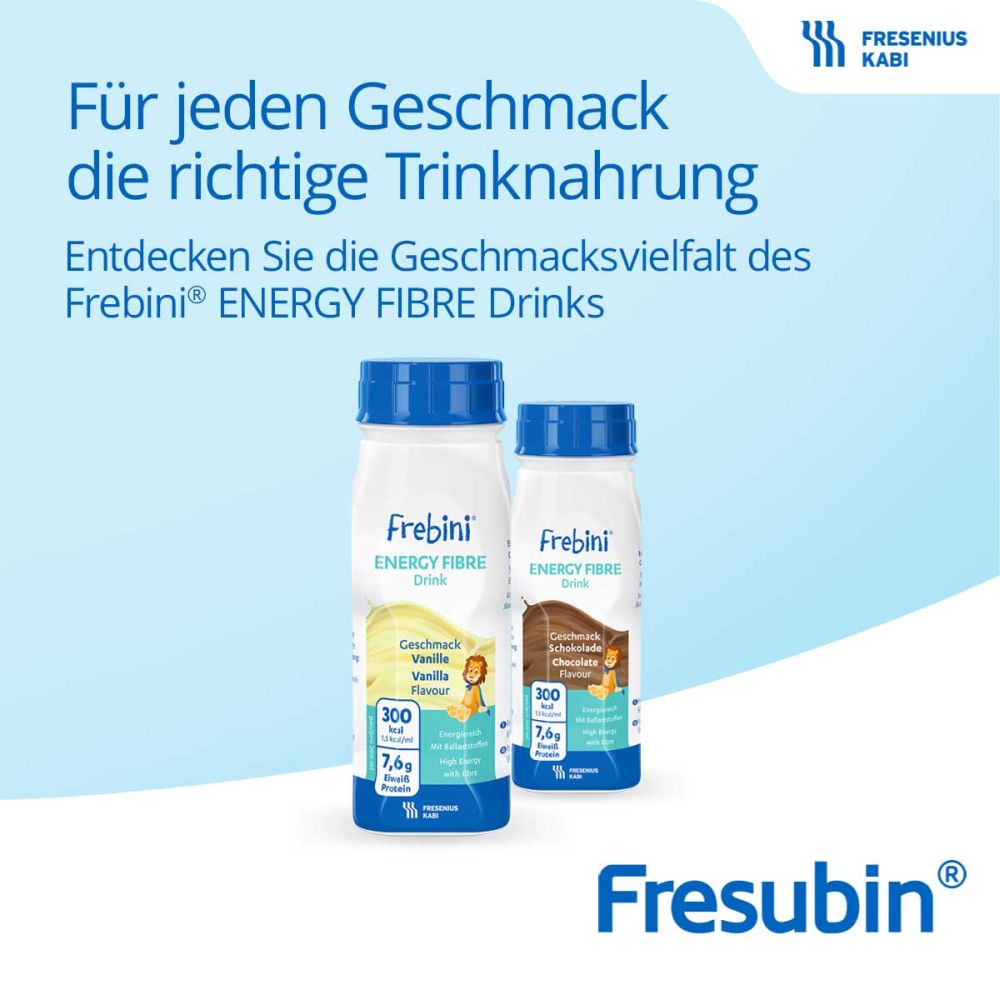 Frebini Energy Fibre Trinknahrung Schokolade 4X200 ml Fl&uuml;ssigkeit