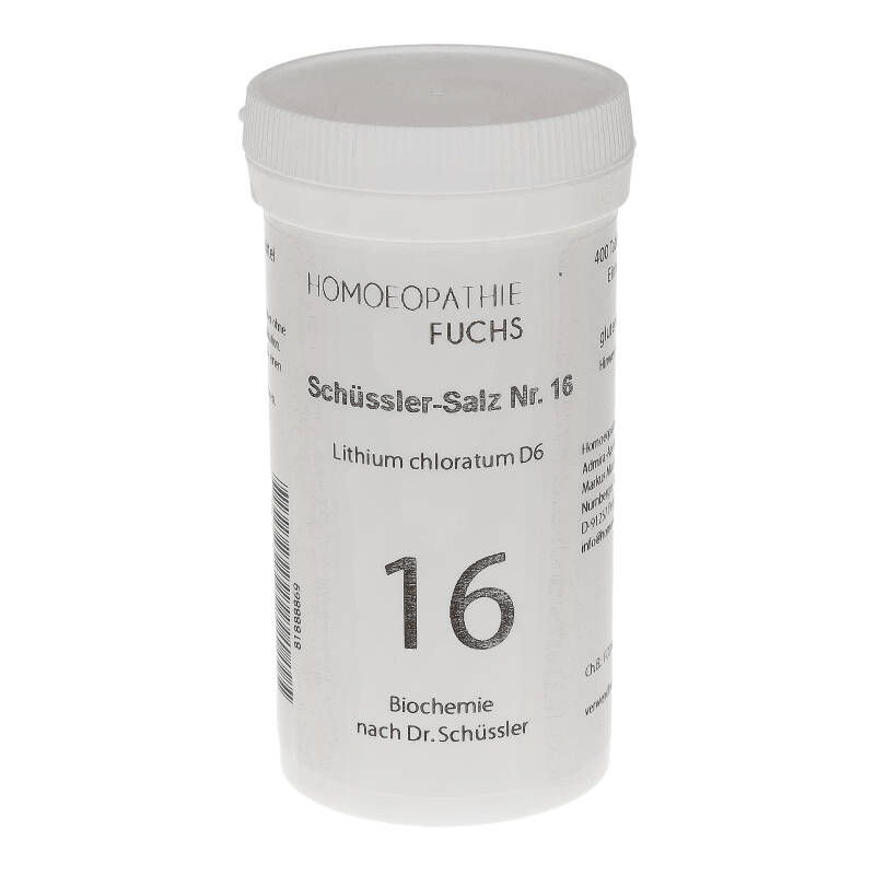 HOMOEOPATHIEFUCHS Schüssler-Salz Nummer 16 Lithium chloratum D6 Biochemie 400 St Tabletten