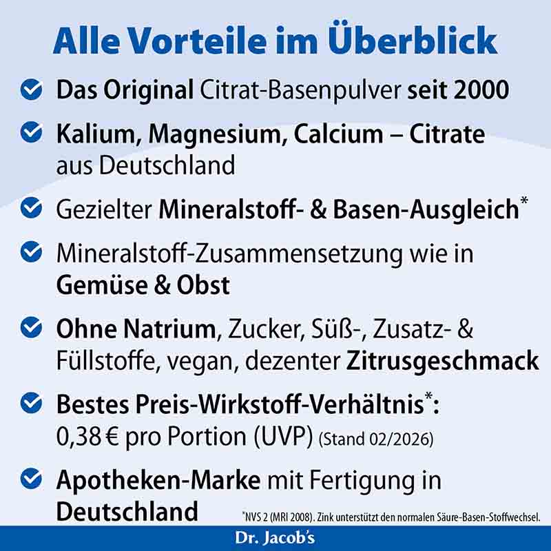 Dr. Jacob's Basenpulver Original Basen-Citrat-Mineralstoffe