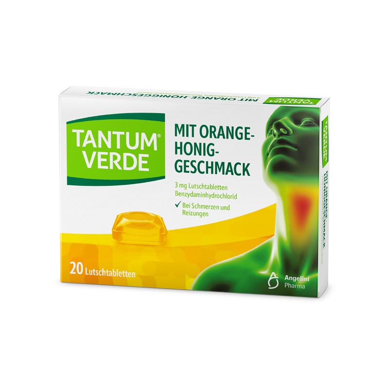 TANTUM VERDE  3 mg mit Orange-Honiggeschmack 20 St Lutschtabletten