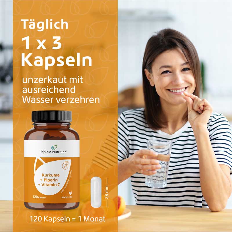 Kurkuma + Piperin + Vitamin C 120 St Kapseln