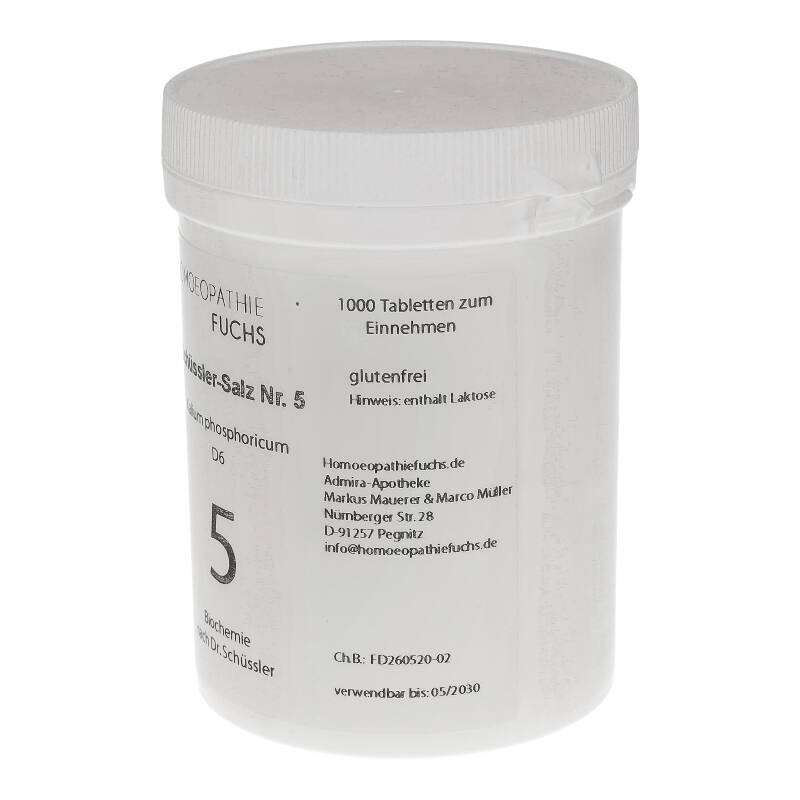 HOMOEOPATHIEFUCHS Schüssler-Salz Nummer 5 Kalium phosphoricum D6 Biochemie 1000 St Tabletten